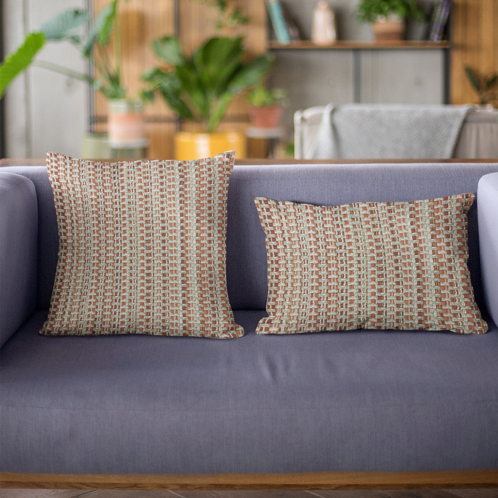 Plutus Multi-Color Weave Stripe Luxury Throw Pillow, 24"x24"