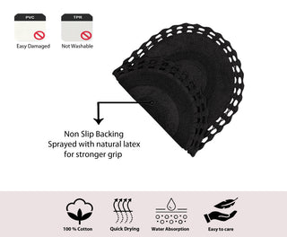 Hampton Crochet Reversible Bath Rug Set, 3-Piece Set With Runner, Gray