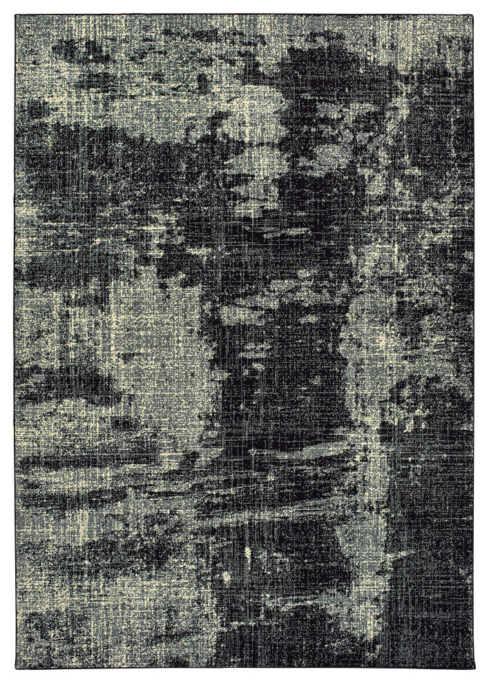 Lauren Distressed Abstract Black/ Ivory Area Rug, 7''10"x10''10"