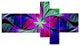 Multi Color Stained Glass Texture, Abstract Canvas Art Print, 60"x32", 5 panels