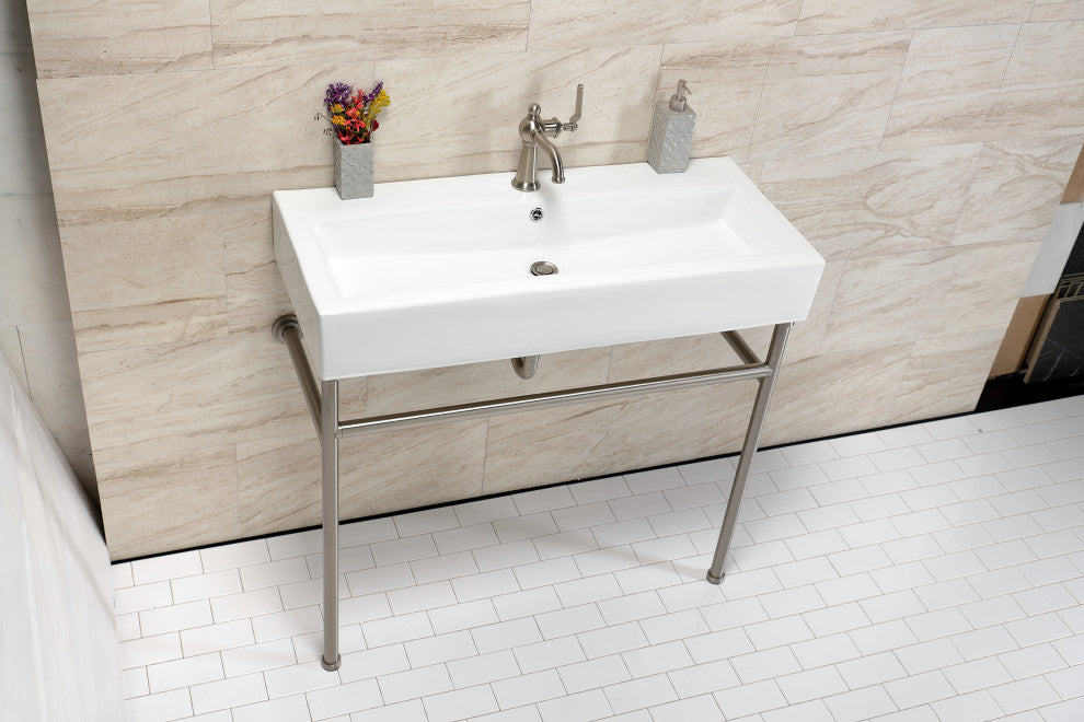 Fauceture VPB39178ST 39" Porcelain Console Sink, Legs, Single-Hole