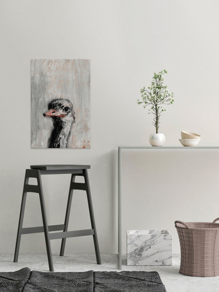 "Ostrich You Cute" Painting Print on Wrapped Canvas, 8"x12"