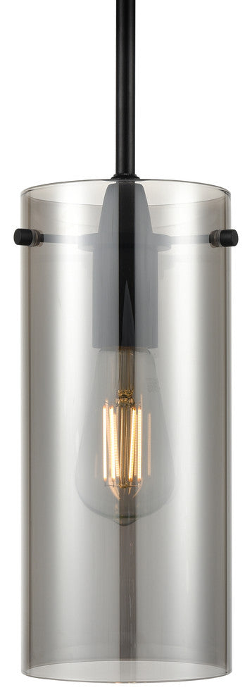 Effimero 1-Light Stem Hung Pendant Lamp, Black With Smoke Glass
