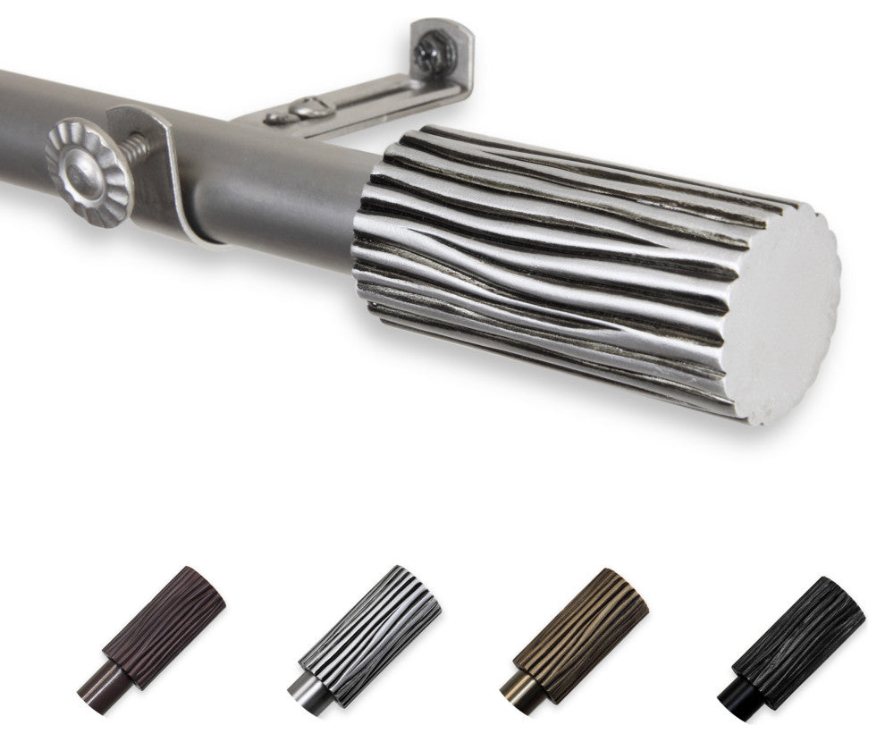 Cedar 3/4" Curtain Rod 28-48", Black, Satin Nickel, 18-28"