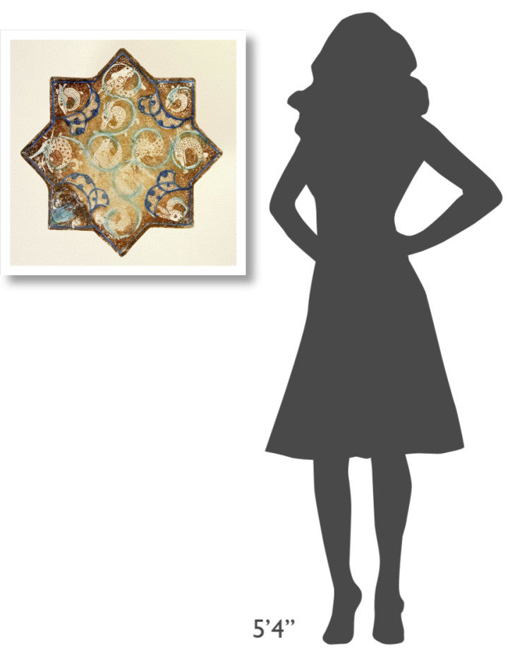 "Star Tile with Animal Motifs" Print 13th Century Persian Artisan, 26"x26"