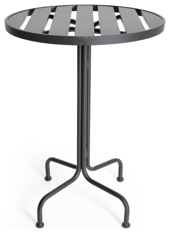 Arthur Desert Outdoor Modern 3 Piece Bistro Set, Matte Black