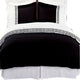 Astrid Embroidered Microfiber Duvet Cover Set, Black and White, King/Cal King