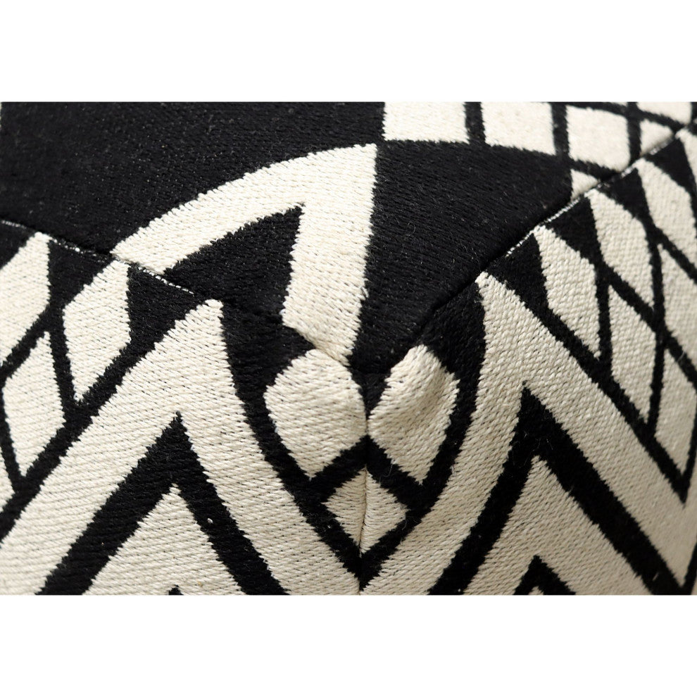 Ivory Machine Woven Meeker Pouf, 18" Cube