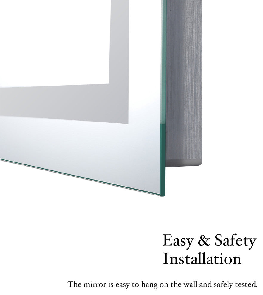 Frameless Anti-Fog Wall Mounted Dimmable LED Bath Vanity Mirror, 36" X 48"