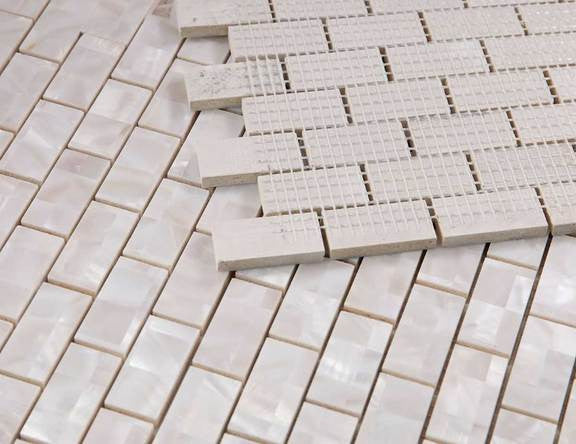 Tahitian Pearl, White Pearl Mosaic in Large Brick Pattern