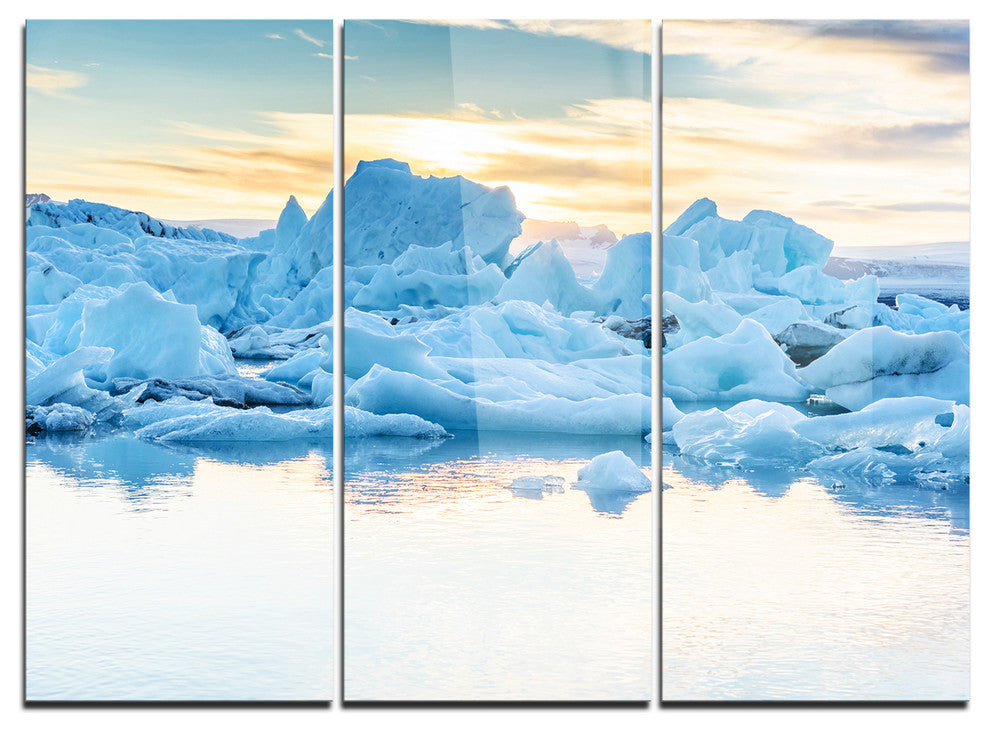 "Icebergs in Glacier Lagoon" Metal Wall Art, 3 Panels, 36"x28"