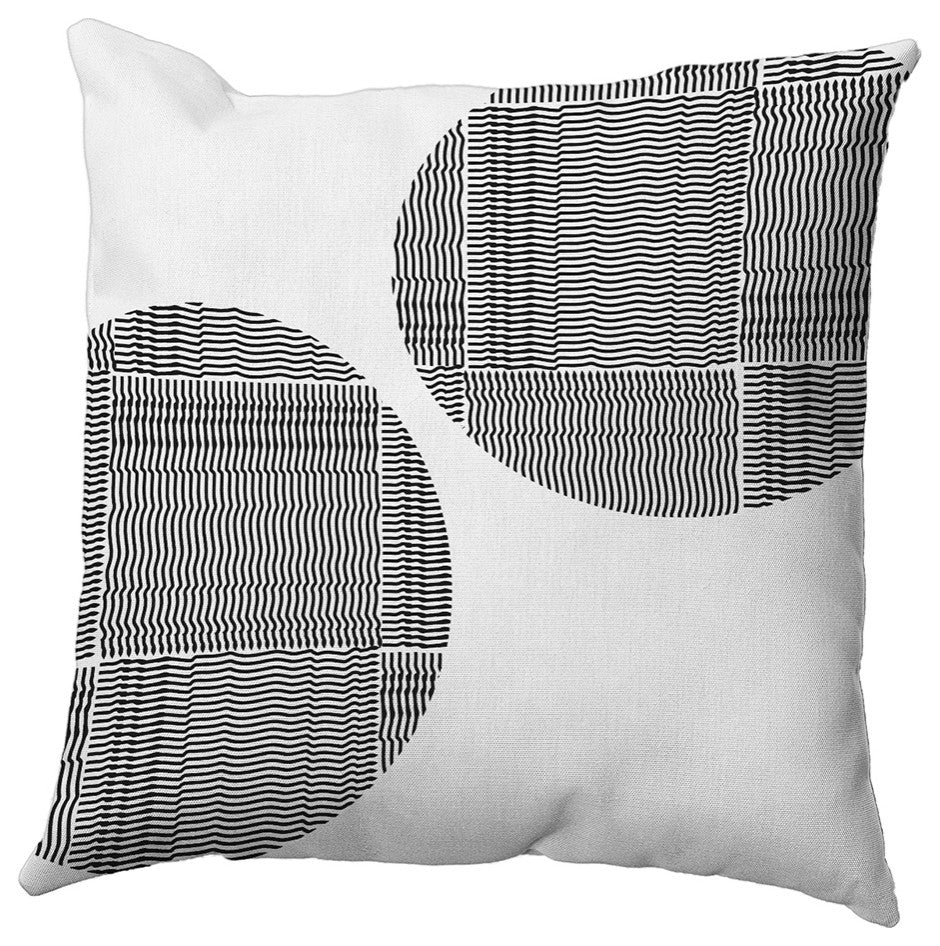 Circles and Squares Polyester Indoor Pillow, Raven Black, 18"x18"
