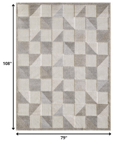 7"x9" Gray Triangle Indoor Outdoor Area Rug