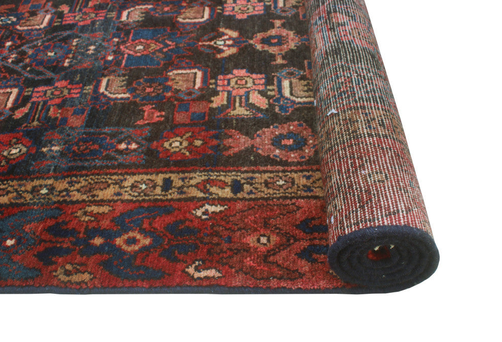 Fine Vintage Distressed Adalbrec Charcoal/Rust Runner, 2'11 x 10'6