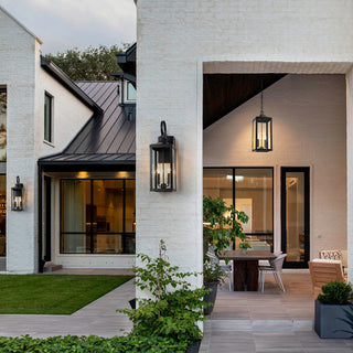 25.7" 2-Light Large Traditional Outdoor Wall Lantern Sconce, Matte Black