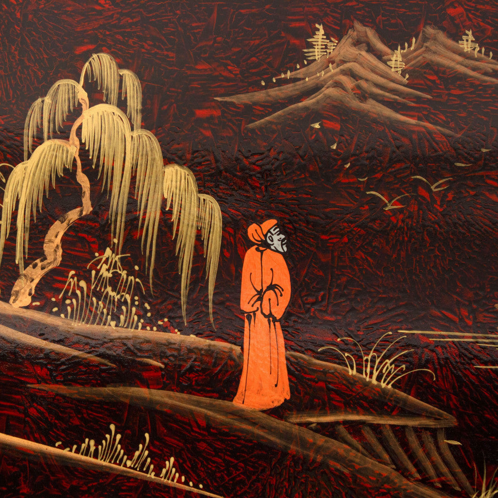 Red Lacquer Slant Sideboard Landscape