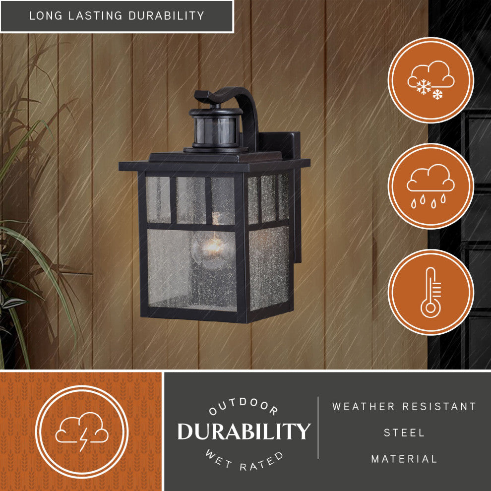 Mission Bronze Motion Sensor Dusk to Dawn Outdoor Mission Wall Light, Oil Burnished Bronze