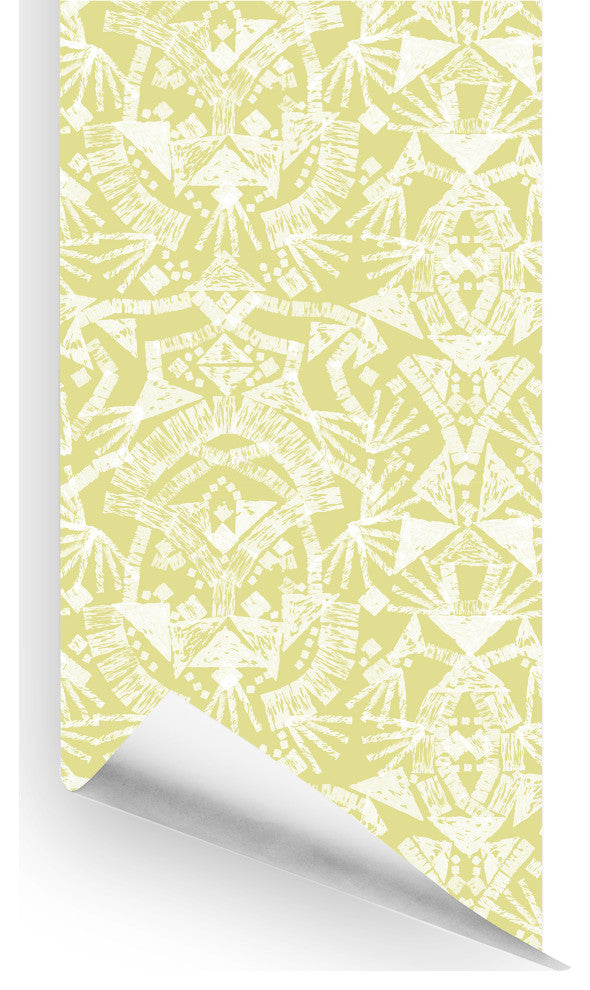 Lakota Damask Wallcovering, Chartruese, Roll, Peel and Stick