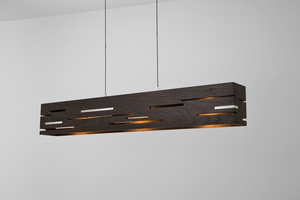 Aeris 54 - LED Linear Pendant, Wood: Dark Stained Walnut, Black Anodized