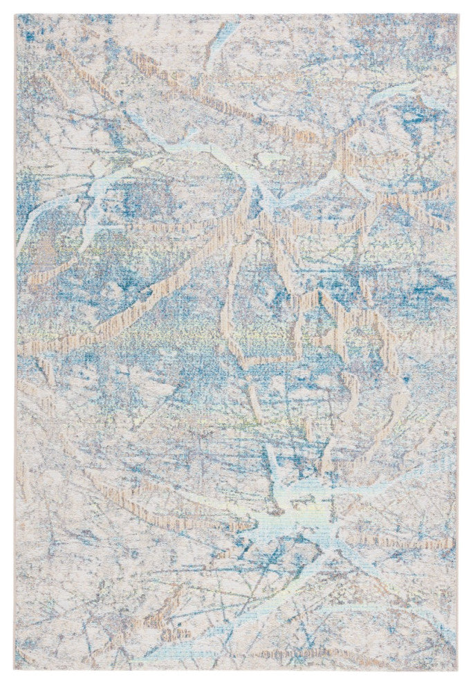 Safavieh Barbados Collection Indoor-Outdoor, BAR548 Rug, Ivory/Blue/Green, 4'x6'