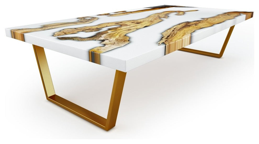 Rectangular Olive Wood Coffee Table, 47" x 23.5" (120cm x 60cm), Opaque White