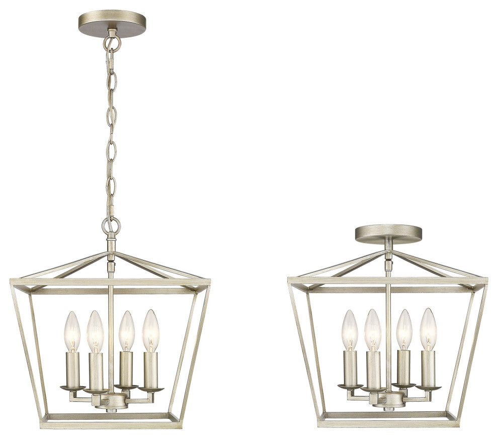 4-Light Dual Mount Pendat Lantern champagne (silver/gold) finish