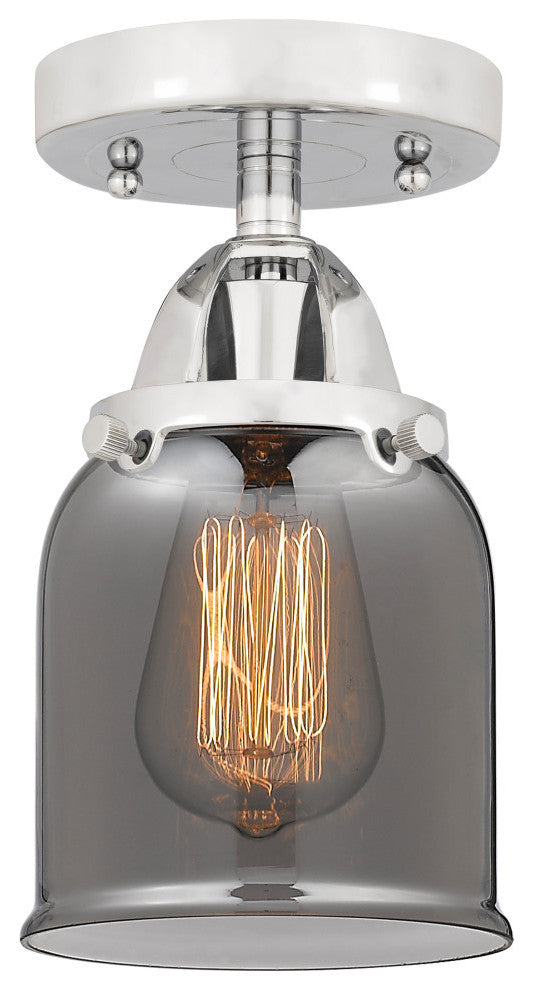 Small Bell Semi-Flush Mount, Polished Chrome, Plated Smoke, Plated Smoke
