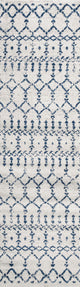 Moroccan HYPE Boho Vintage Diamond Runner Rug, Cream/Navy, 2 X 8