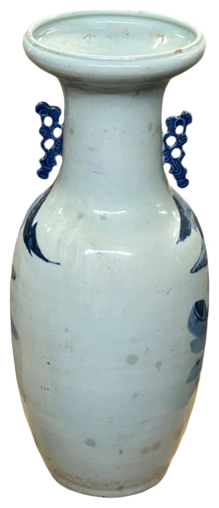 23.5" Vintage Blue White Scenery Porcelain Ru Yi Ear Art Vase Hws4430