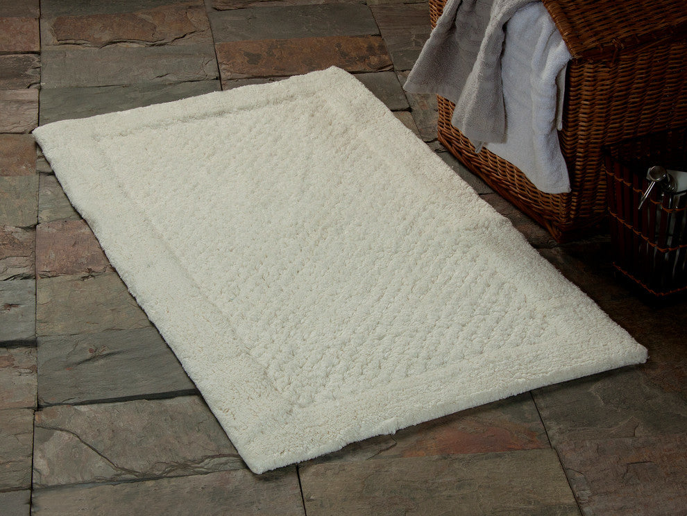 Bath Rug Cotton, 2 Piece Set, 34"x21" and 36"x24", Ivory, GSF 180, Waffle