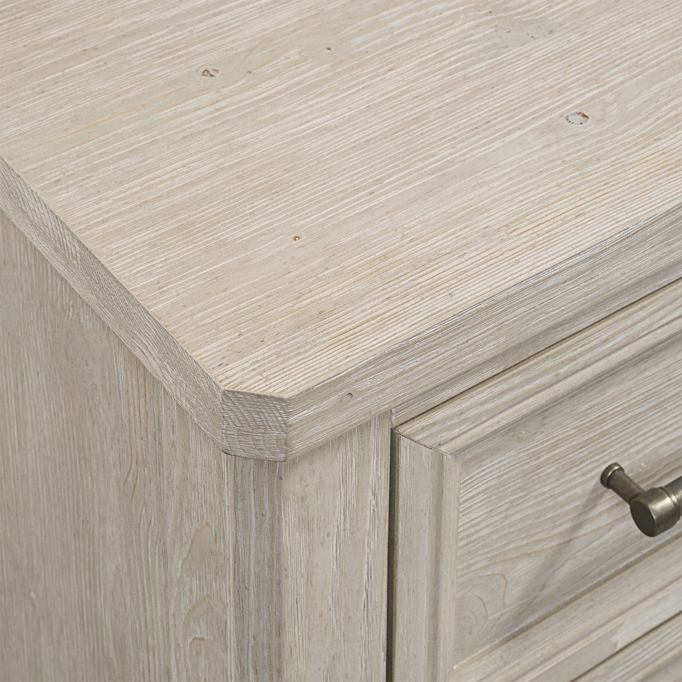 Carlson 2-Drawer Wooden Nightstand, Washed Linen