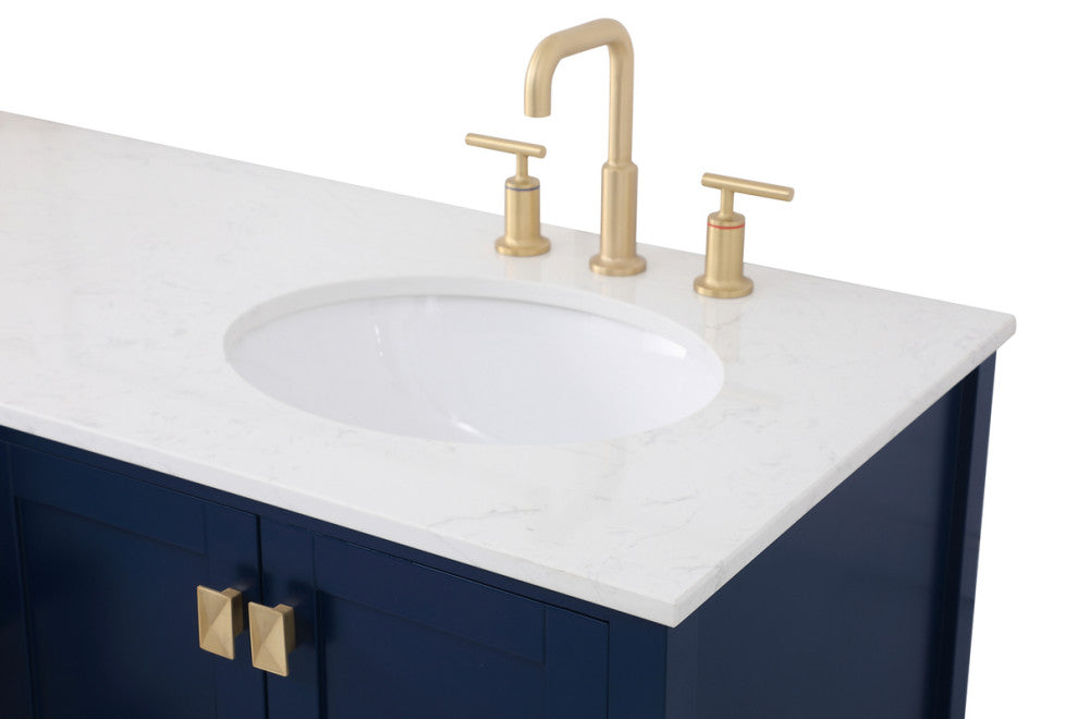 Blue 60" Double Sink Bathroom Vanity