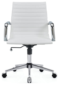 LUXMOD Mid Back PU Computer Office Desk Chair, White