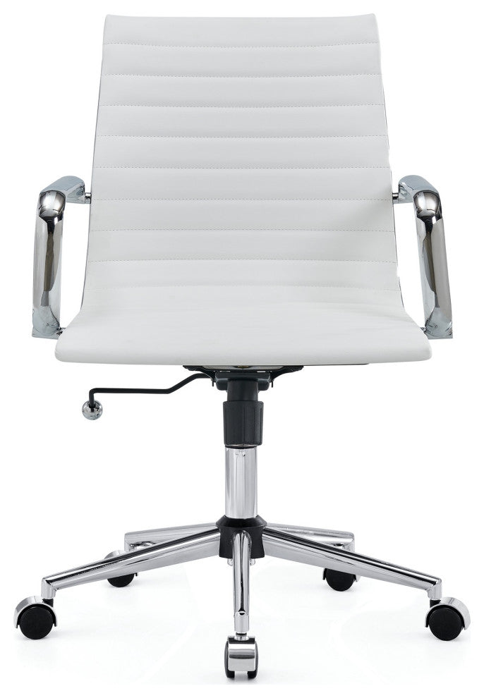 LUXMOD Mid Back PU Computer Office Desk Chair, White