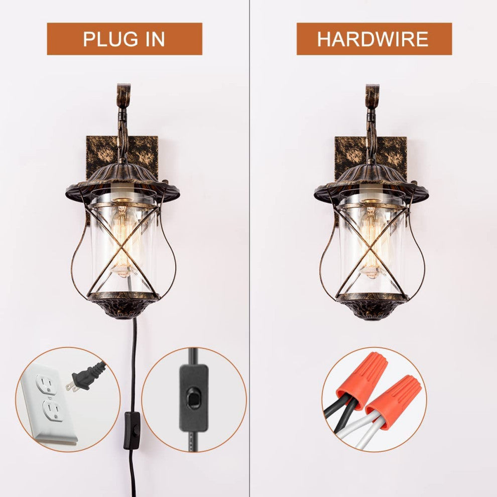 Art Cage Wall Light Fixture Rust Industrial Glass Wall Lighting