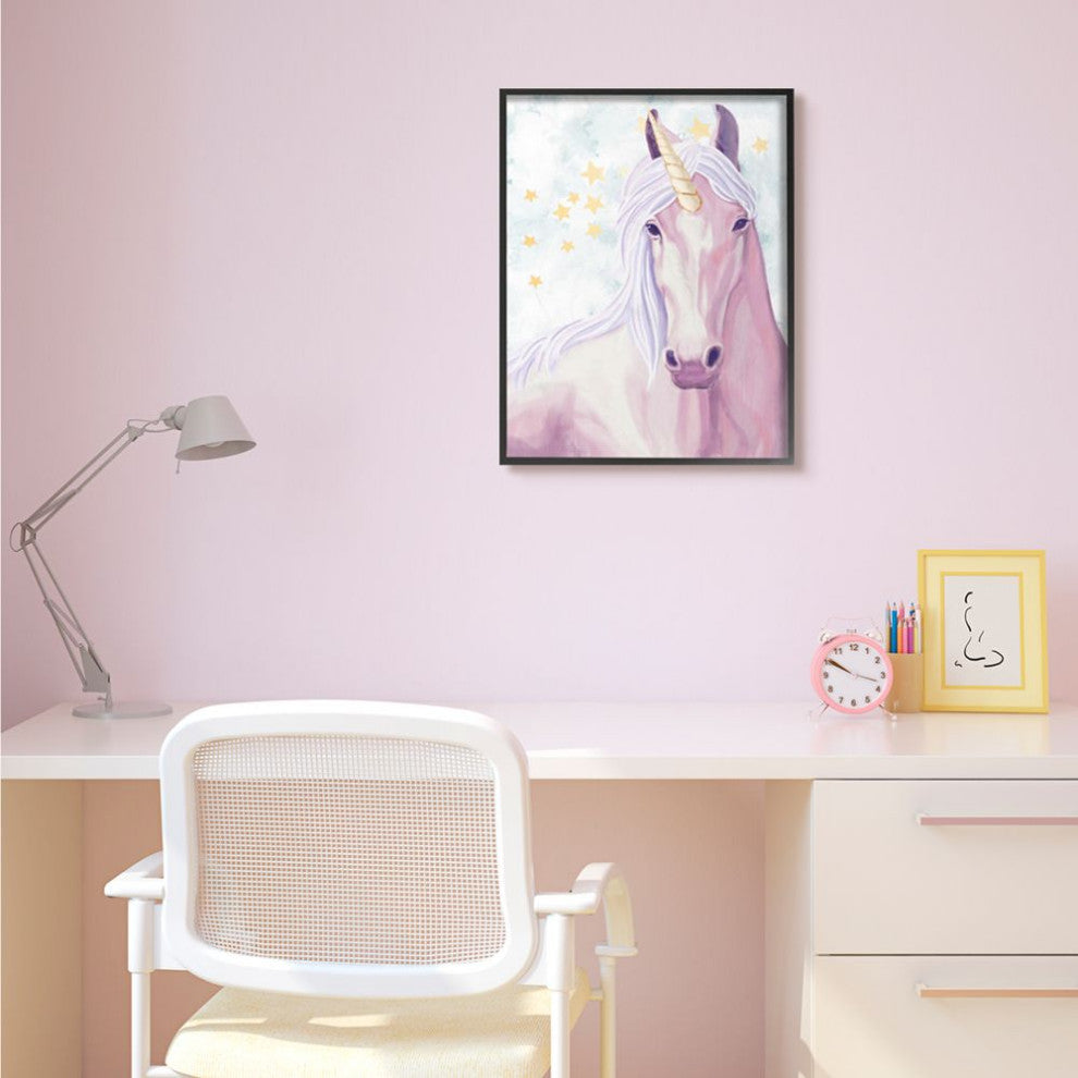 The Kids Room by Stupell Gold Star Pink Purple Unicorn Painting, 24 x 30