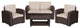4 Piece Outdoor Faux Rattan Chair, Loveseat and Table Set in Chocolate Brown