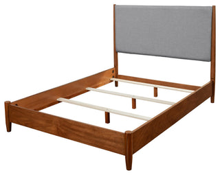 Flynn Mid Century Modern Two Tone California King Panel Bed, Acorn/Grey