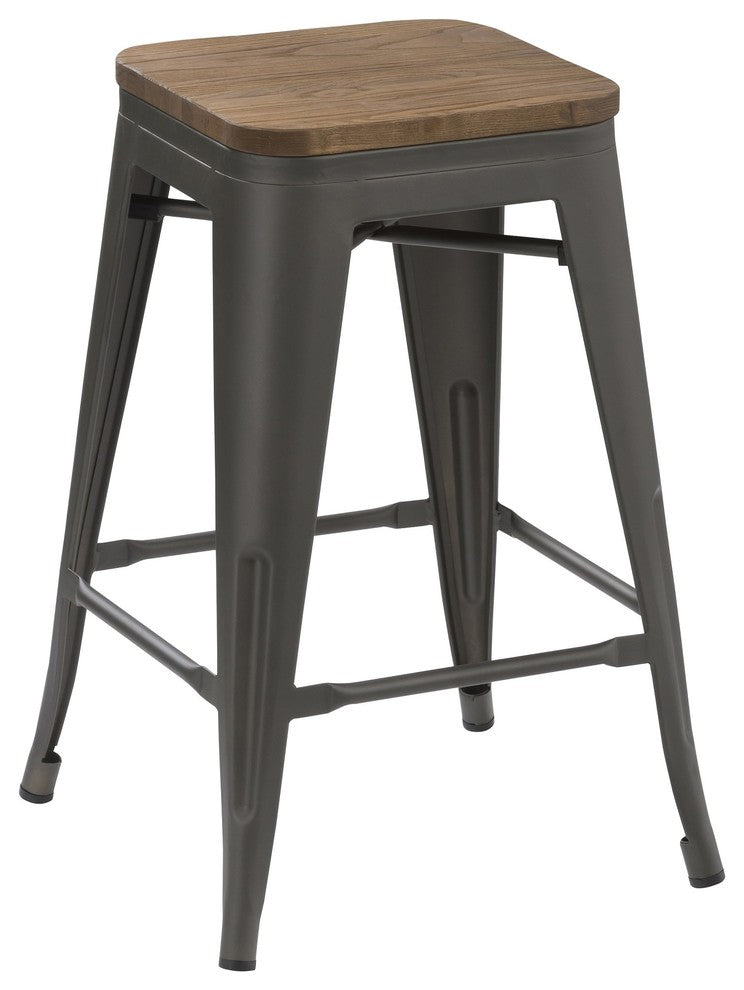 Tynan Metal and Wood Bar Stools, Set of 4, 30"