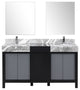 60" Double Vanity, Marble Tops, Square Sinks, Faucet Set,&28" Frameless Mirrors