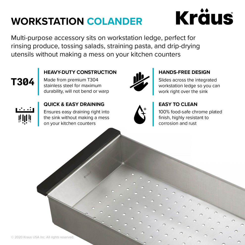 Stainless Steel Colander for Workstation Kitchen Sink