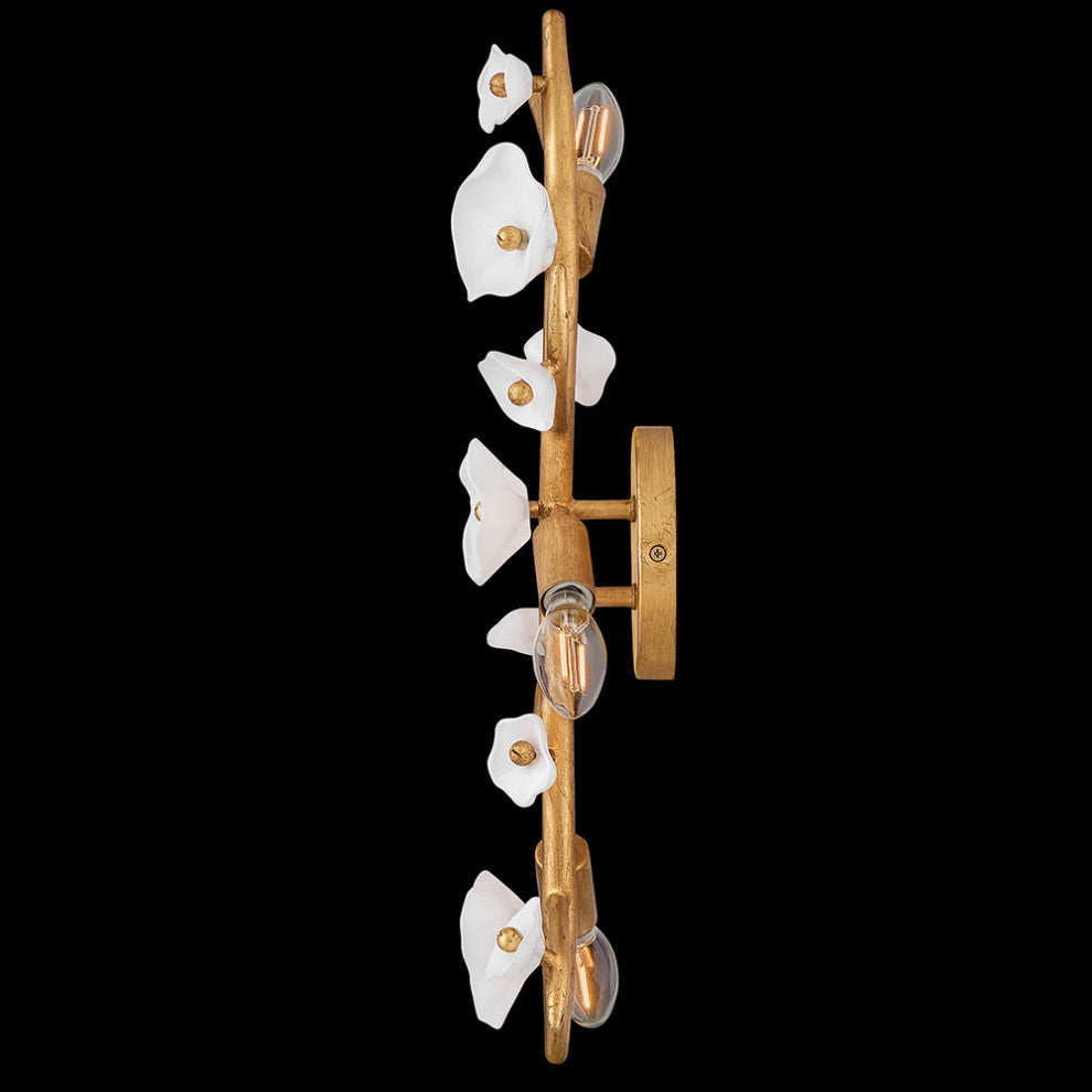 Fredrick Ramond Azalea Large Three Light Sconce, Distressed Brass