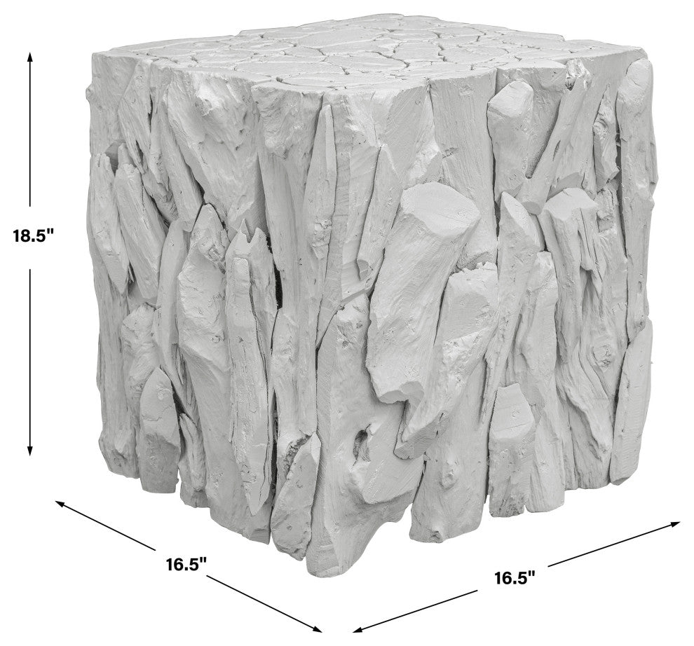 Uttermost Teak Root White Bunching Cube