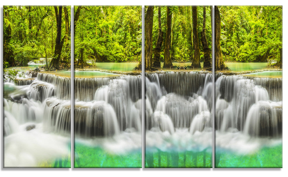 "Erawan Waterfall Kanchanaburi Province" Canvas Print, 4 Panels, 48"x28"