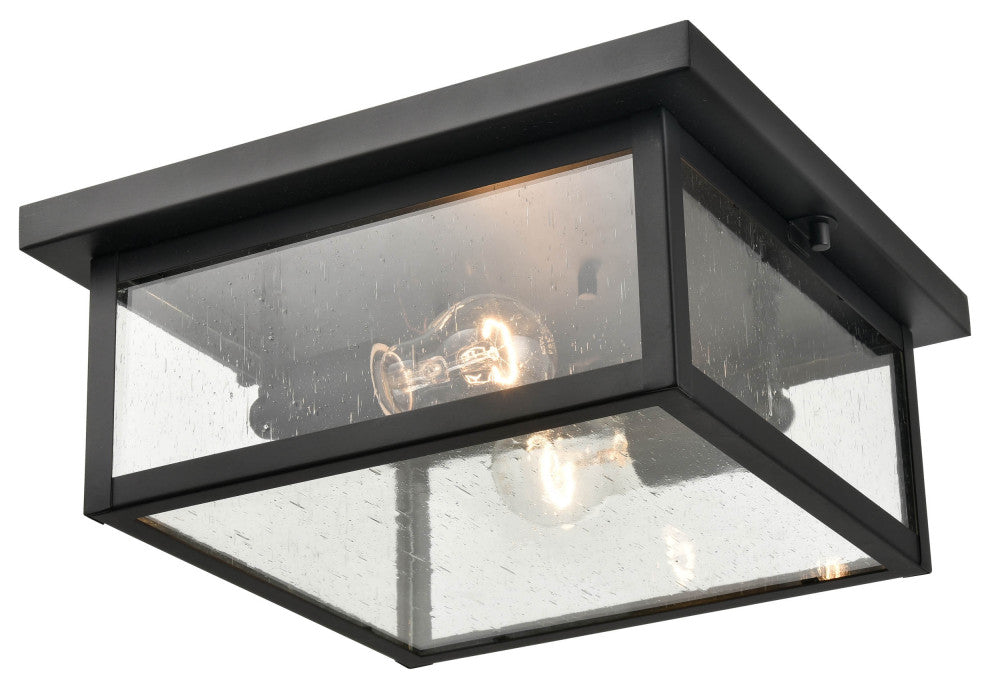2 Light 12 in. Powder Coat Black Outdoor