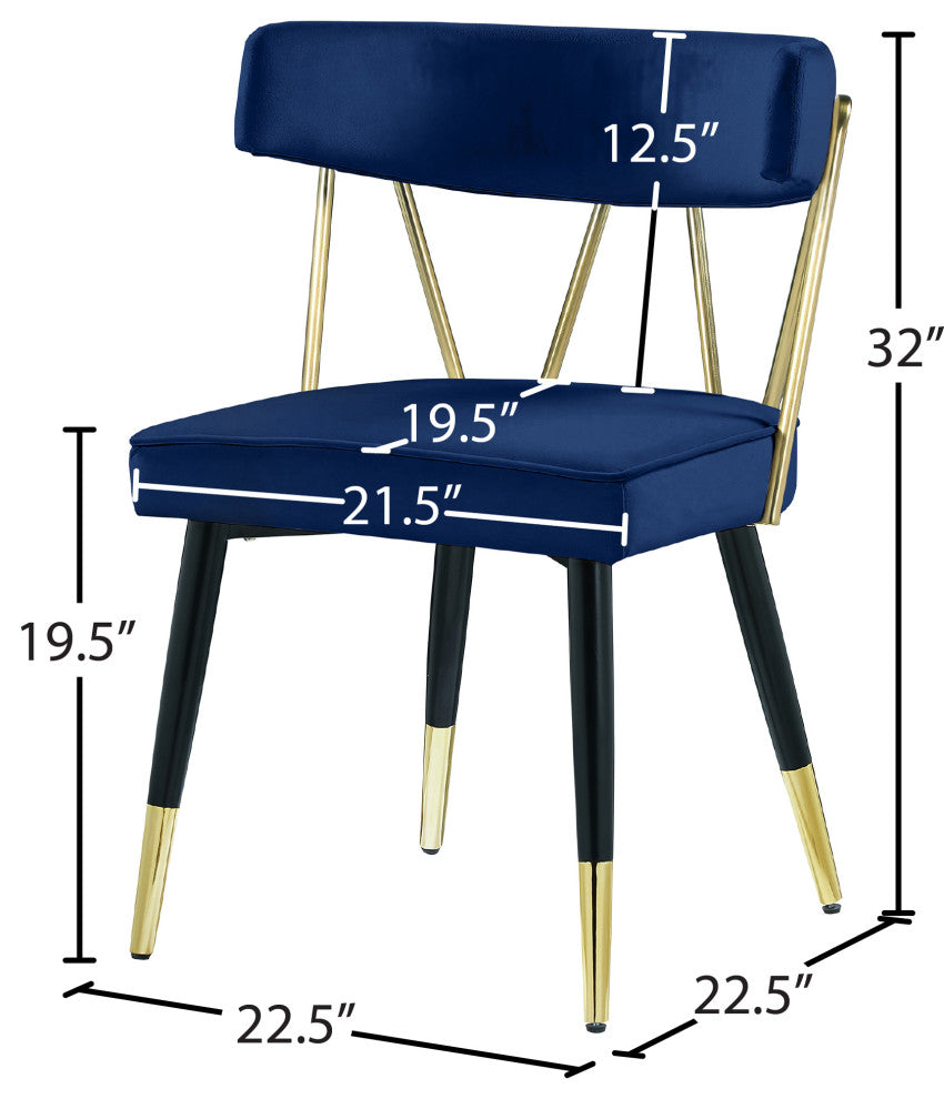 Rheingold Upholstered Dining Chair, Navy, Velvet