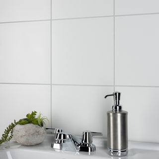 Textile Basic White Encaustic Porcelain Floor and Wall Tile, Plain