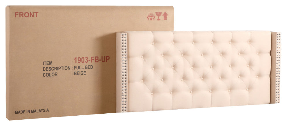 Scotia Upholstered Twill Bed, Beige, Full