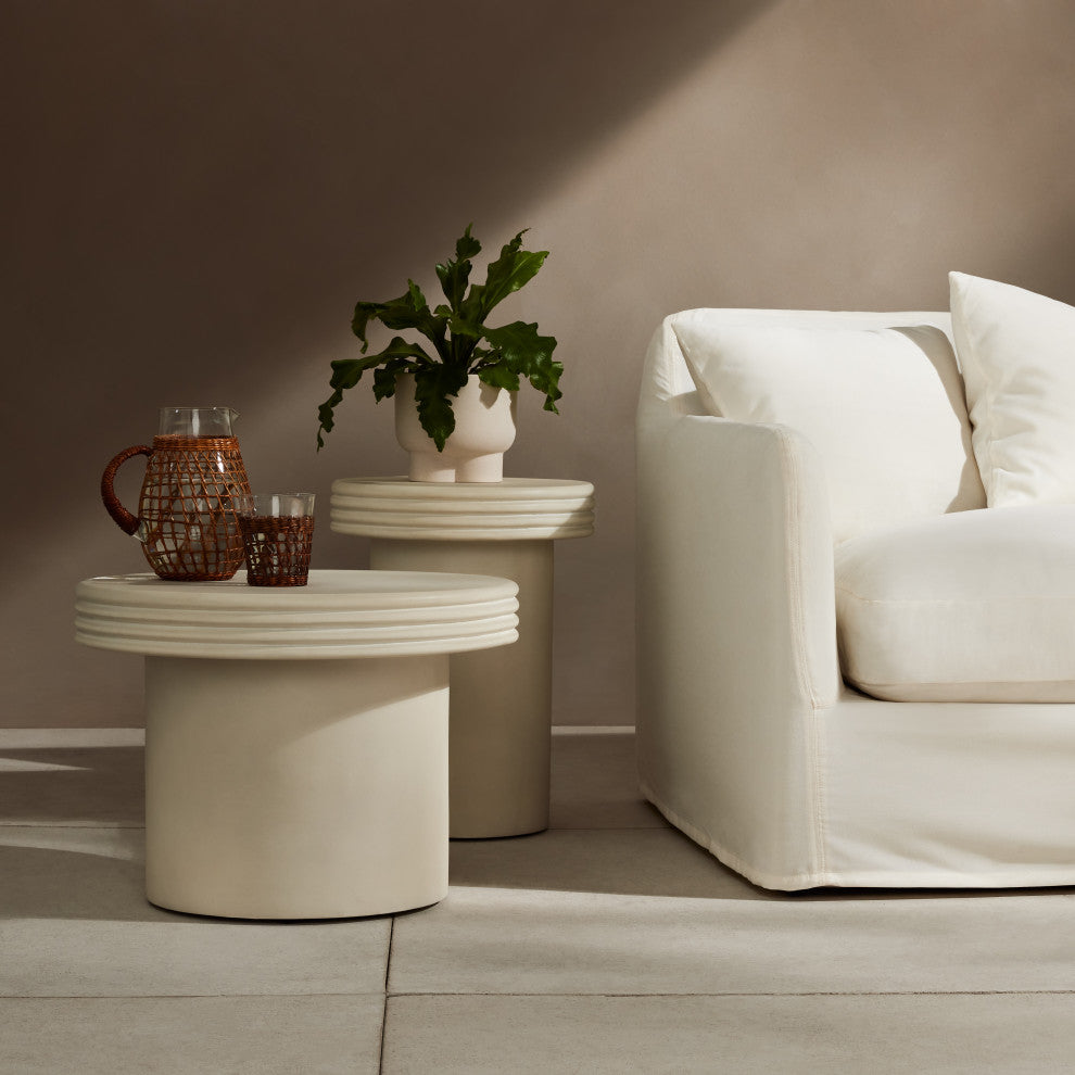 Grecia Outdoor End Table Set-White