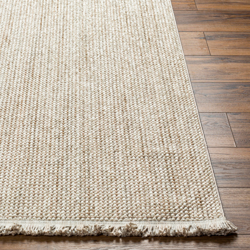 Surya New Delhi NWH-2302 Machine Woven Area Rug, Pearl, Ash, Light Grey, Beige, 8'11" X 12'